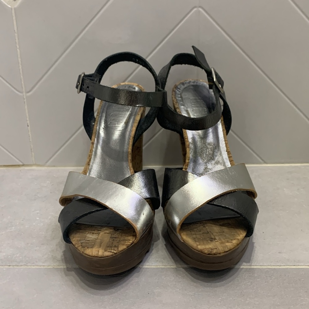 Portuguese Made Gorgeous Leather Cork Platform High Heels Sandals - Picture 5 of 11